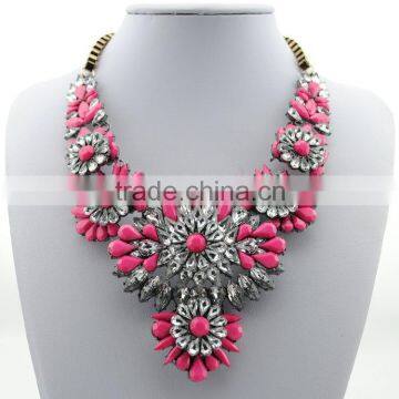 Fashion Charm Jewelry Pendant Chain Crystal Choker Chunky Statement bib Necklace NK023