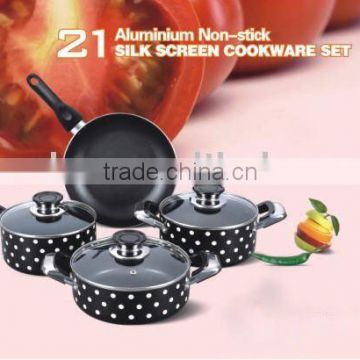 7pcs aluminium silk screen cookware set