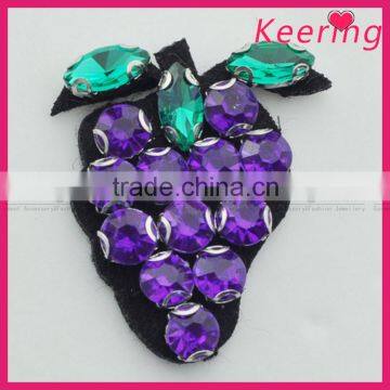 Lovely purple grape rhinestone patch for women garment