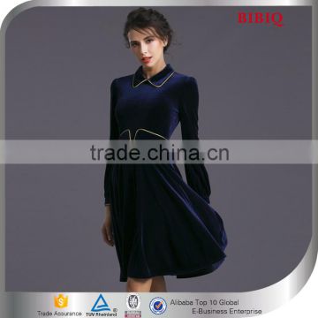 China Supplier Velvet Short Latest Designs Dresses Long Sleeves