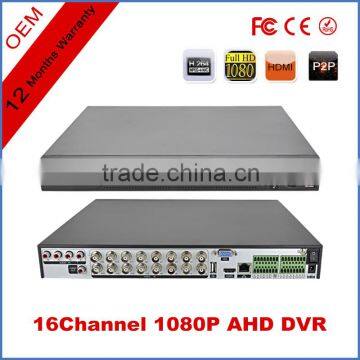 720P 1080P analog hd ahd hybrid dvr 16ch ahd analog IP camera video recorder with 2 SATA HDD supported