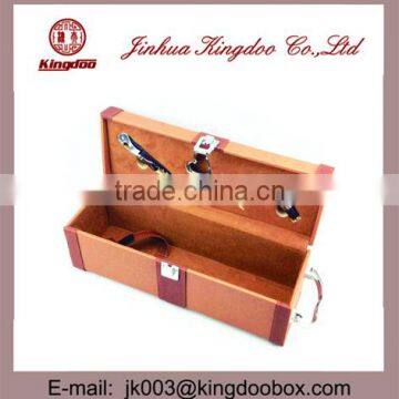 Jinhua Supplier Handmade Rectangular MDF Wine Box Handle Latch Accessories Set