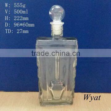 500ml 17oz tank shape glass bottles for wine absolut vodka bottle SLBe99