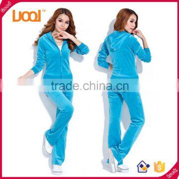 2016 Wholesale Latest Design Ladies Women Plain Hoodie Pant Tracksuit Sport Sweat Suit Set
