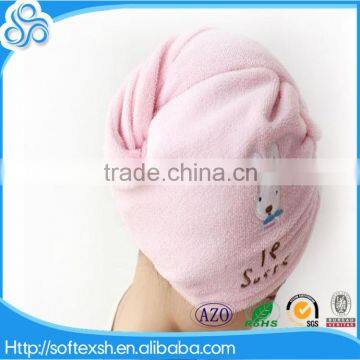 China supply Popular Ultra Absorbent Turbie Twist cotton terry towel hair turban with embroidery logo