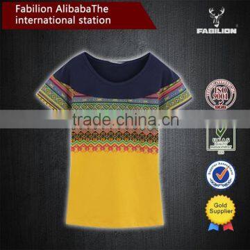 National Wind Dress Printing Cotton Geometric Design of Cultivate One's Morality Short Sleeve of Chinese T-shirt Cheap photo-3