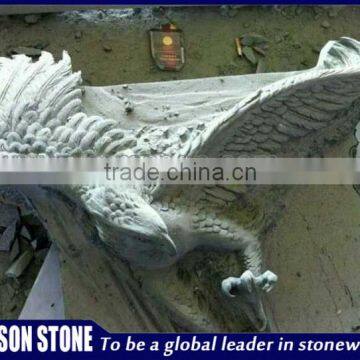 Hand carved white marble eagle sculpture