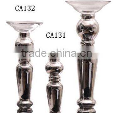 Month-blown Silver Glass Candle Holder Wholesale