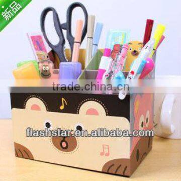 New!!!Storage Box Stationery DIY Cartoon Paper Made Desk Container Pen Container