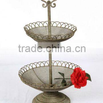 2015 New product rustic 3 tier fruit basket stand