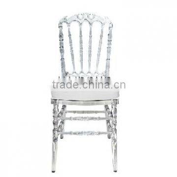 China Crystal Polycarbonate Resin Royal Chair with Soft Cushion