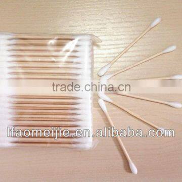 Eco-friendly birch wood stick cotton bud in zip lock bag