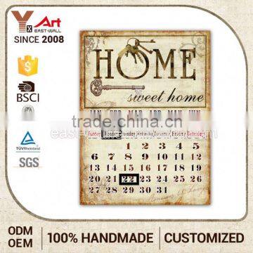 2016 Top Sale French Country Tuscan Style Calendar Vintage Sign Plaque Wrought Iron Metal Craft Tools