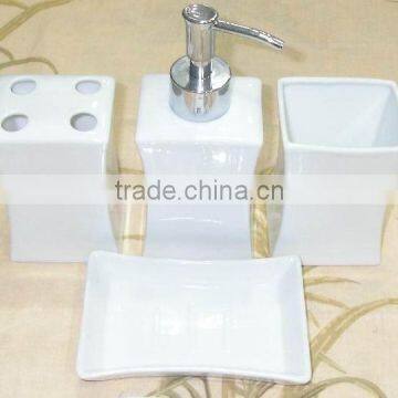 super white ceramic bathroom set lotion bottle soap dish toothbrush holder tumbler