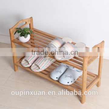 2tiers self-assembly DIY shoe racks,potable bamboo shoe organzier