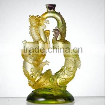 dragon and pheonix liuli colored glaze fengshui decoration