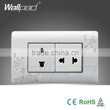 2016 Hot Sales Wallpad 110-250V PC Frame US/AU 5 Pin Wall Socket Flower Pattern 118*72mm