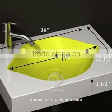 2015 New Design Crystal White Stone Sink