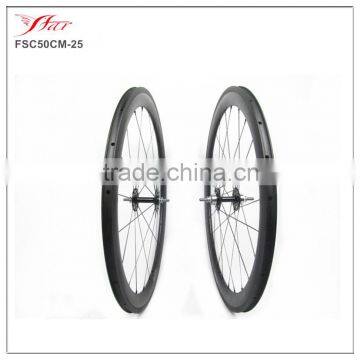 700c fixed gear carbon wheels rims for track bicycle, 50mm 25mm clincher carbon fiber disc braking wheelset