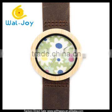 WJ-5353 Japan Movement Newest Special Genuine Leather Strap Wood Dial Unisex Watches photo-3