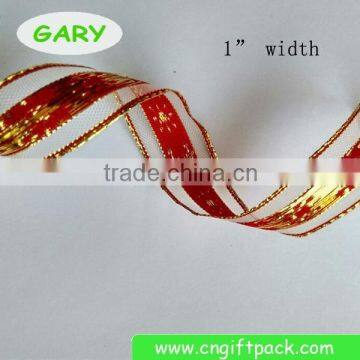 1-1/2" Gold and Red Wired Edge Outdoor Christmas Ribbon photo-5