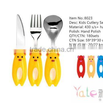 1 set high quality kid stainless steel knife fork spoon cartoon children Western-style food tableware Suit