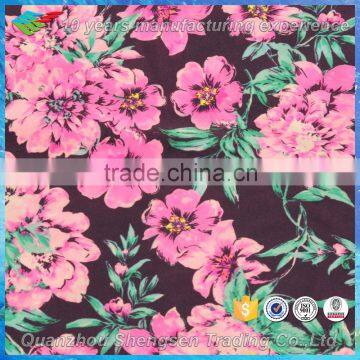 polyester nylon spandex stretch knitted fabric prints flower for swimsuit