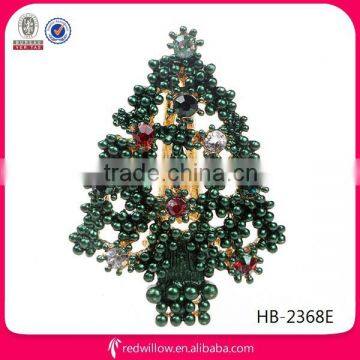 America popular beaded Christmas tree hair barrettes for baby girls