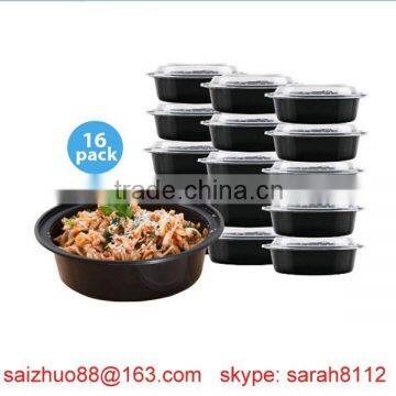 biodegradable disposable microwave oven safe round plastic food storage container with clear lid