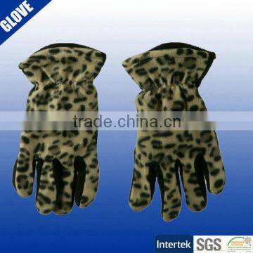 Women sexy leopard printed polar fleece glove