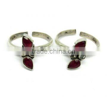Hot Sales Popular Jewelry Red Onyx_White CZ 925 Sterling Silver Toe Ring, Unique Silver Jewelry, Fashion Silver Jewelry photo-3