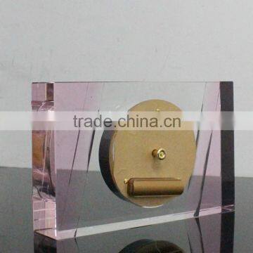 Pink Clear Good Quality Wholesale Crystal Desk Clock for Wedding Favor photo-5