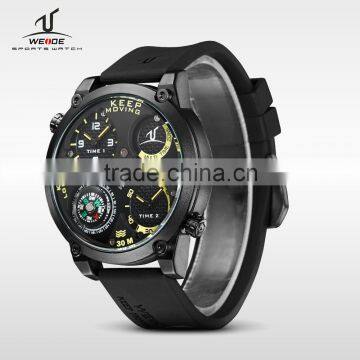 WEIDE 2016 Stainless Steel Back Water Resistant Watches Best Seller Model With Compass Soft Silicone Strap Express Watch