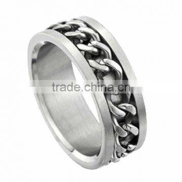 S6 Stainless Steel Mens Rings with Curb Chains Inserts