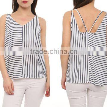 new arrival trendy wholesale summer blouses with stripes