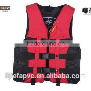 inflatable llife jacket, red life vest made of super diving cloth