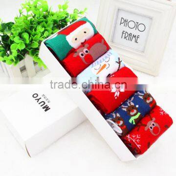 022004-H6 High quality 100%cotton thick christmas couple winter socks 2015