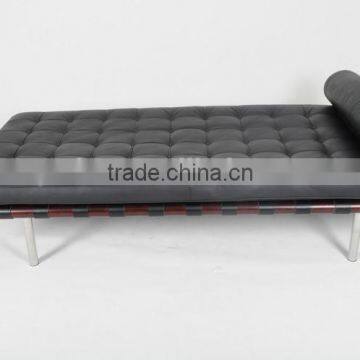 Hot sale black genuine leather modern classic barcelona daybed