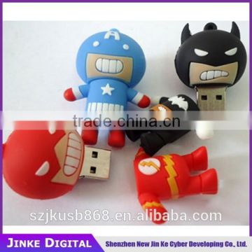 Cute super man usb flash drive ,mini PVC usb flash drive for gift