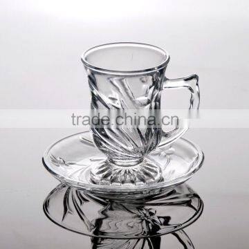 drinking clear glass cup a nd saucer set