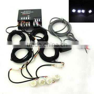 80W, 4 LED Bulbs Hide-A-Way Emergency Hazard Warning Strobe Light Kit (SR-H52012-4LED),White Colors