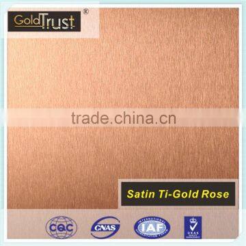 facory manufacte 304 /201/316 2b finish stainless steel sheet no.4 brush finish/satin ti -gold rose color for elevator doors