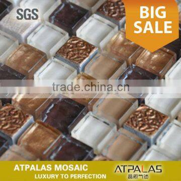 Stone Glass Mosaic tiles- brown glass tile mix stone with resin tile, stone glass mosaic tiles ESSZGS091