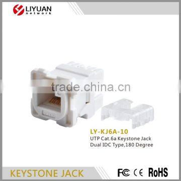 LY-KJ6A-10Most popular CAT.6A UTP KEYSTONE JACK Dual IDC Type 180 degree KEYSTONE JACK