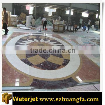 Polished natural beige marble waterjet medallion flooring