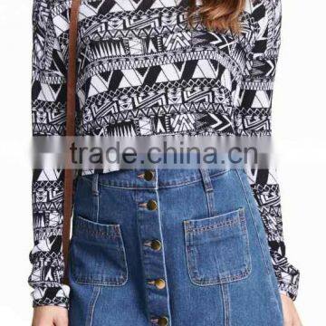 New 2016 Product Ladies' Scoop Neck Long Sleeve Pullover Double Jacquard Knitted Sweater