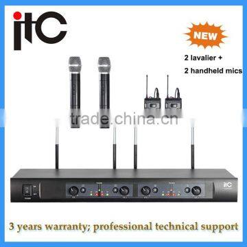 Professional UHF dual channel wireless microphone system