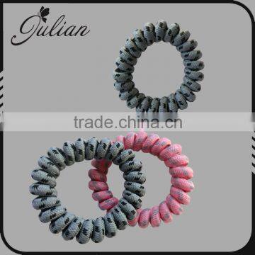 Fashion Elastic Telephone Wire Hair Band Wrapped Fabric Ponytail Holders Bracelet Colorful Hair Accessories FHHTA0015