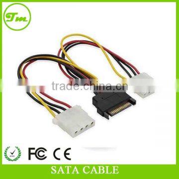 SATA 15pin male to dual 4pin Molex female sata power cable