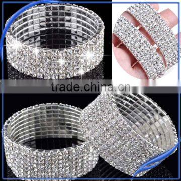 Hot Fashion 4/5/8 Rows Crystal Rhinestone Wedding Bridal Bracelet Bangle